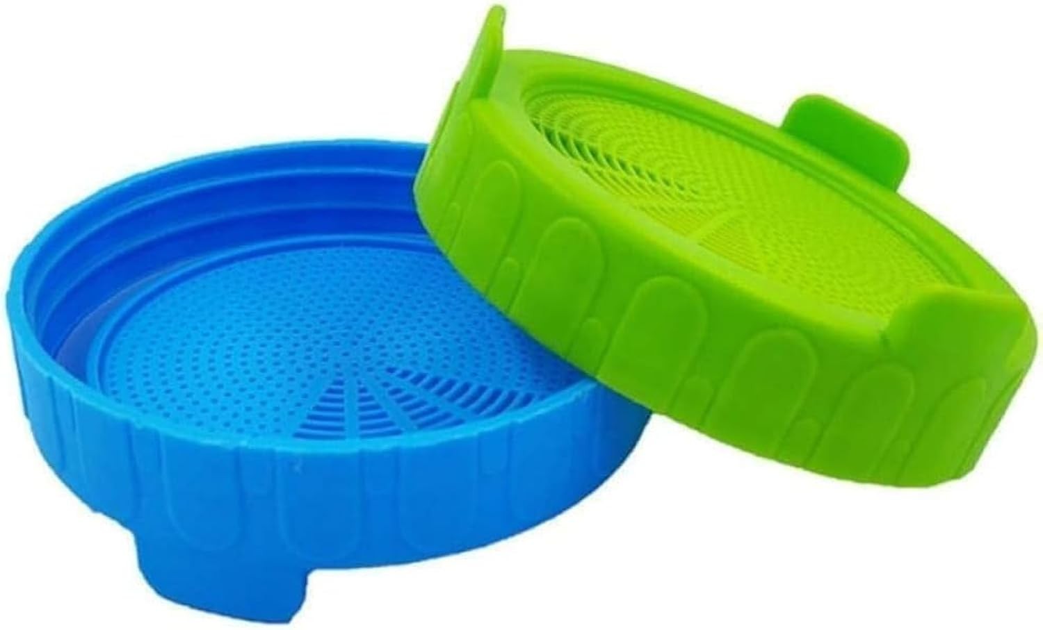 2Pcs Blue and Green Sprouting Lids for Wide Mouth Mason Jars - Plastic with