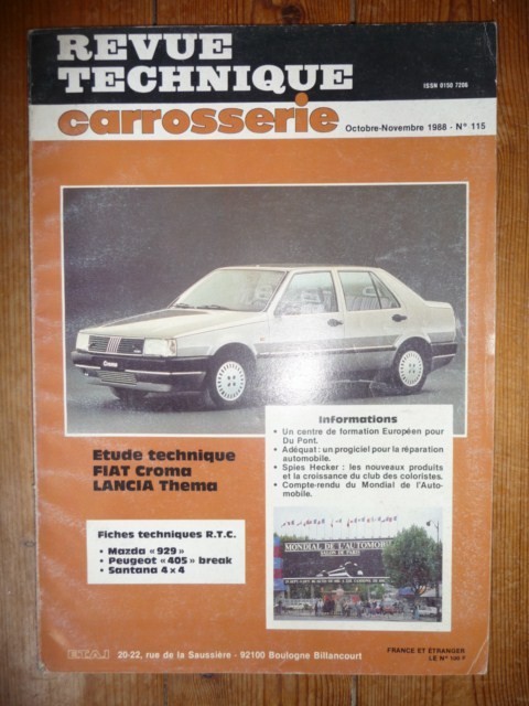 Revue Technique Carrosserie Fiat Croma Thema État Neuf