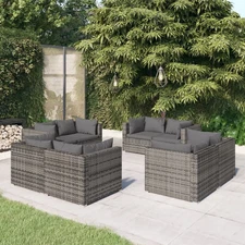 Garden Lounge Set Grey PE rattan 8 Piece Set Modular
