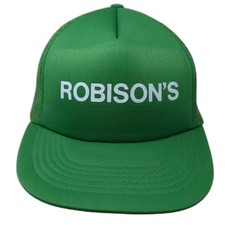 Robisons Green White Mesh Back Foam Front Trucker Hat OS Adjustable Baseball Cap