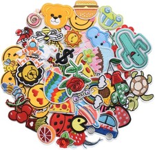 Harsgs 60pcs Random Assorted Styles Embroidered Patches, Bright Vivid Colors, Se
