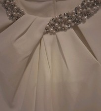 NWT Eliza J white poly/spdx cap sleeves jewel neckline lined party dress 14