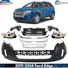 Front Bumper Cover Fascia Paintable & Grille Assembly For 2011-2014 Ford Edge