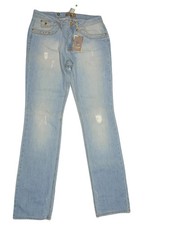 MARANI WOMEN'S JEANS BLUE 4 POCKETS DISTRESSED SLIM FIT SIZE 42 W32 & L35