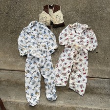 Vintage 1950s 60s Tommy Boy Lot Western Cowboy Pajamas Set And Vest Kids Size 6