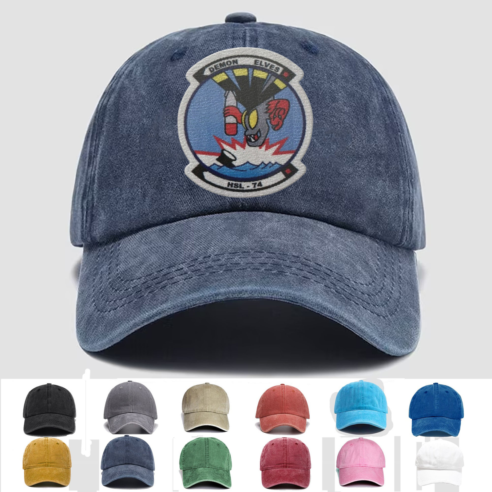 Custom Embroidered Hat USN HSL-74 helicopter anti Submarine Sq “Demon Elves”