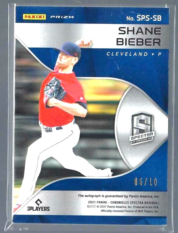 SHANE BIEBER 2021 Panini Spectra SPECTRA SIGNATURES NEON PINK /10 Guardians - Image 2 of 2