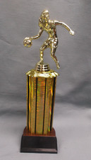 female dribbler BASKETBALL trophy wide gold column weighted base