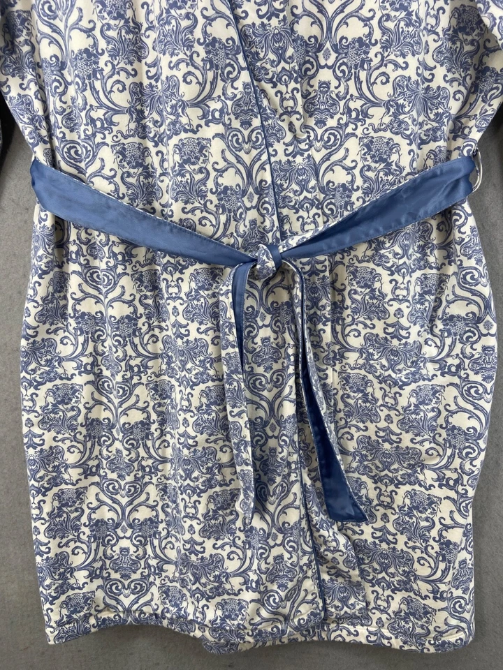 Soma Intimates Robe XL Perriwinkle Blue Floral Terry Lining Pockets Long Sleeve - Image 3 of 4
