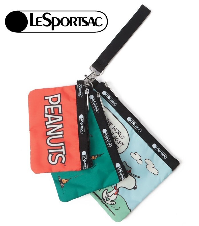 LeSportsac x PEANUTS Snoopy Beagle Scout WRISTLET POUCH SET E959