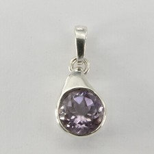 Facetted Round Purple / Violet AMETHYST Pendant - 925 STERLING SILVER 74