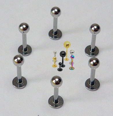 6er Set Lippenpiercing Stecker Ohr Piercing Monroe Ball Kugel Labret Madonna