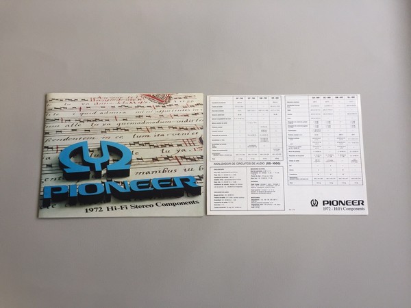PIONEER 1972 HI-FI STEREO COMPONENTS "CATALOGO ORIGINAL ESPAÑA 1972" 22 PAGINAS