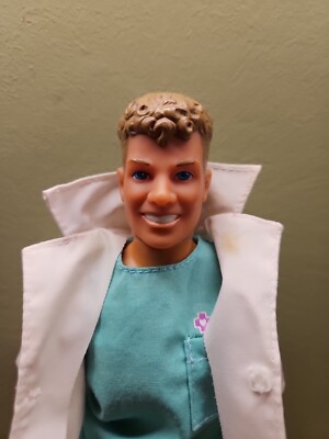 Dr Ken Doll Blonde Hair 1990s Doctor Coat Hasbro VTG Barbie