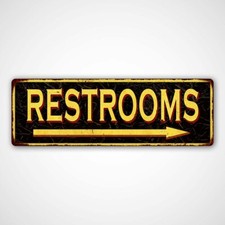 RESTROOMS Right Arrow Vintage Looking Metal Sign Home Decor 106180032008
