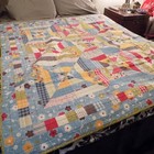 VTG Multi Color Quilt Patchwork Handmade Bedspread Blanket Throw 60x60