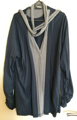 Via Appia Damen Shirt Jacke 46 NEU Blau+ Streifen Blende,Schal/Ärmel, Rü gesmokt