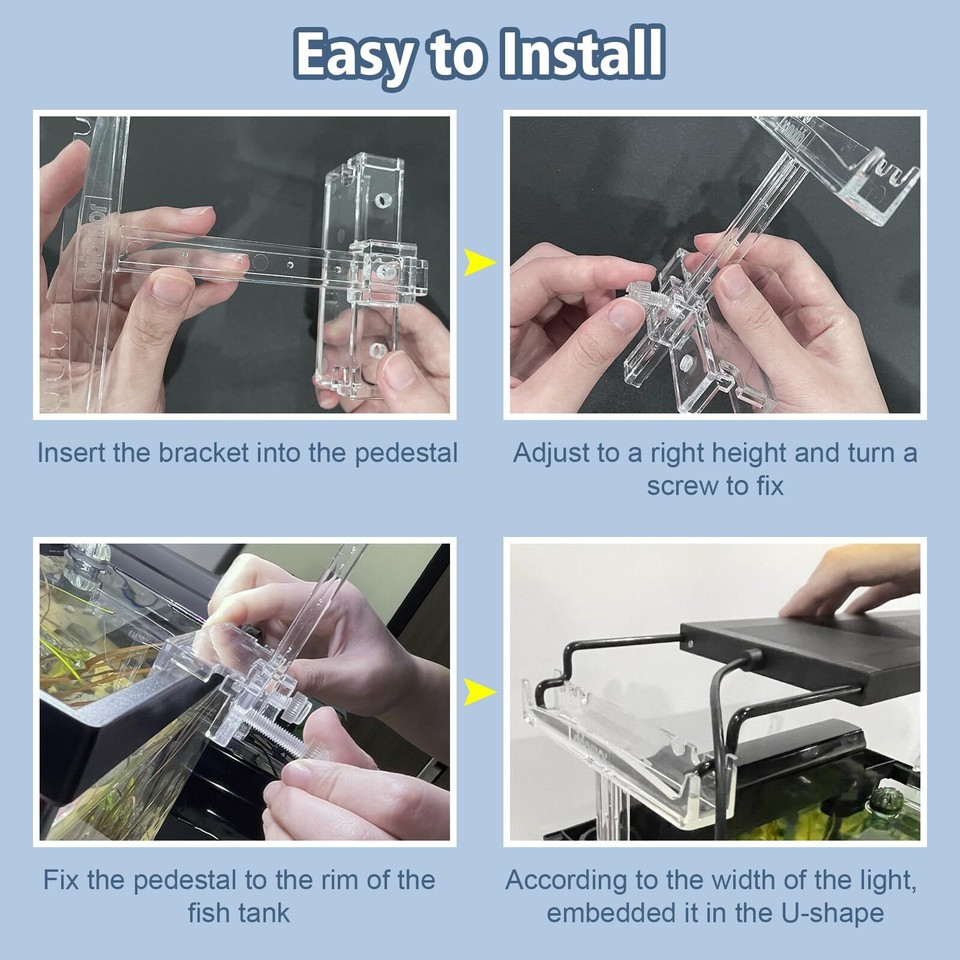 Aquarium Light Riser Adjustable Clear Acrylic Fish Tank Led Light Stand ...