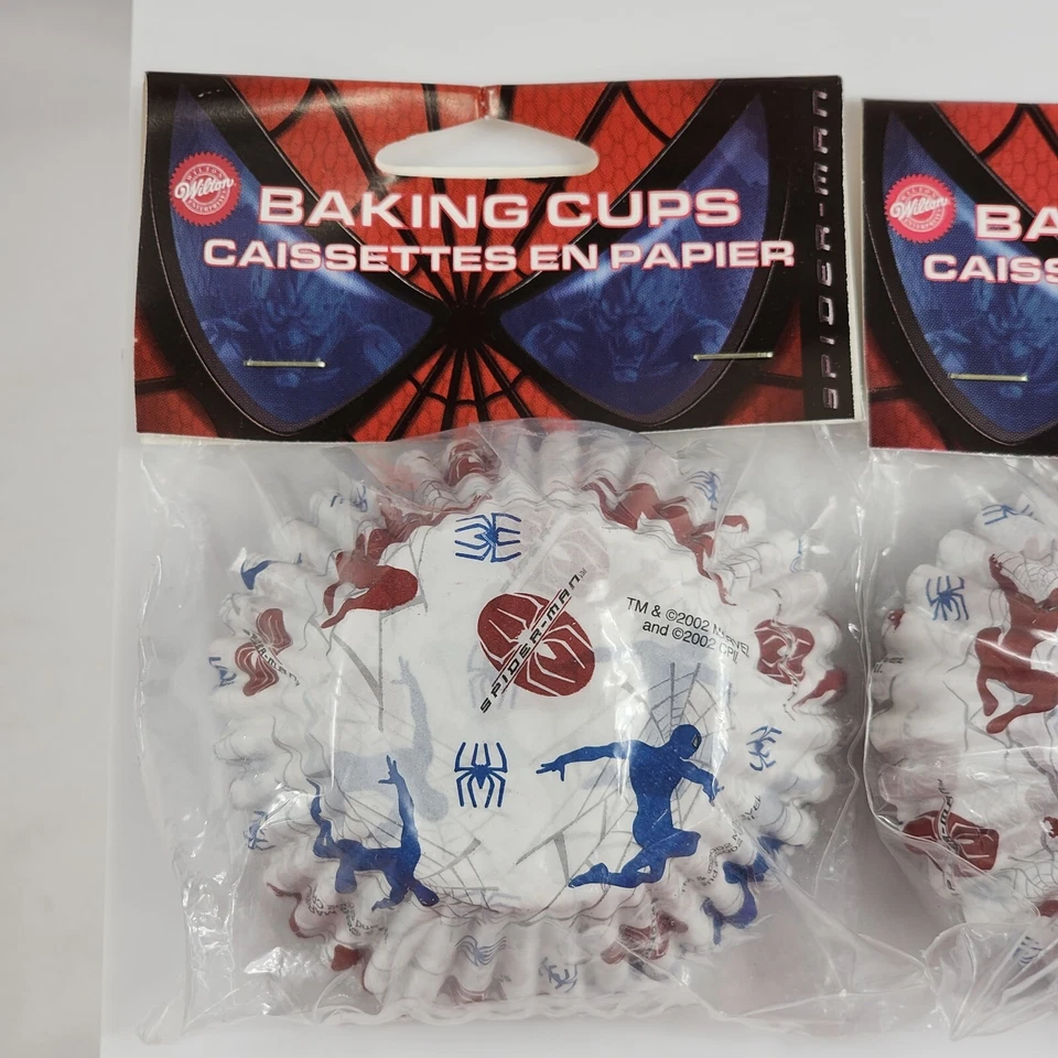 x2 tazas para hornear vintage Marvel Spider-Man 2002 mercancía de la película Wilton nueva rara Foto 2 de 4