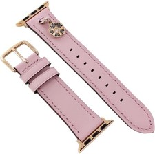 COACH 14700114,Apple watch,Leather band strap,38mm 40mm,Pink,flower charm