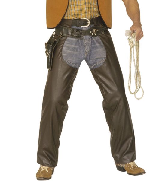 Cowboy Chaps Brown Leatherlook Fancy Dress Costume (cowboys/indians) One Size Fits Most 8547 for