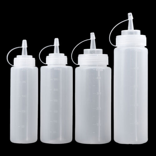 3PCS Squeeze Squirt Condiment Bottles With Cap Lid Salad Sauce Dispenser Bott SZ - Afbeelding 1 van 14