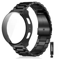 Metal Watch Band Hard PC Cover for Samsung Galaxy Watch 7 FE 6 5 4 40mm/44mm