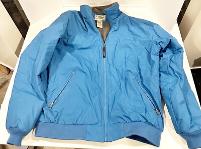 LL Bean Mens L Reg Warm Up Jacket Fleece Lined Thinsulate Blue
