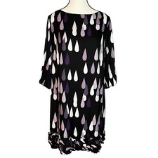 Marimekko Raindrop Dress Purple Shift Tunic Silk Blend Ruffle Size 38 US 8 VTG