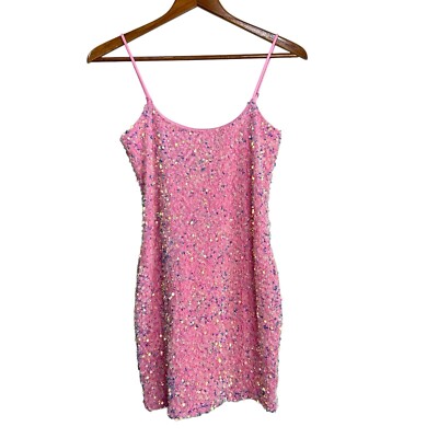 Lucy in the Sky Iridescent Sequin Bodycon Dress in Pink Size medium Party |  eBay