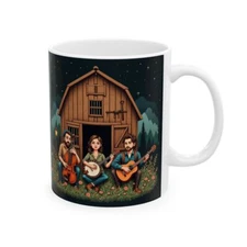 Americana Folk Cup – Bluegrass, Acoustic Guitars, Banjo, Rustic Appalachian Art