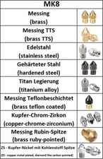 MK8 Düse Nozzle 0,1-1,5mm für i3 Mega, Hornet, Hephestos, CR-10 auch als Set