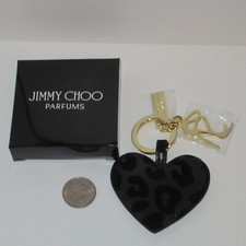 NEW Jimmy Choo Parfumes Animal Print Black Heart Golden Shoe Key Chain