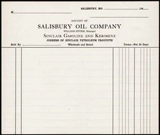 Vintage receipt SALISBURY OIL COMPANY Sinclair gas dated 1940s Missouri Strum