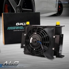 Universal 28 Row AN10 Aluminum Transmission Engine Oil Cooler + 7" Cooling Fan