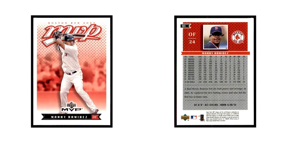 2003 Upper Deck MVP Manny Ramirez Baseball Cards #31 - Image 3 of 3