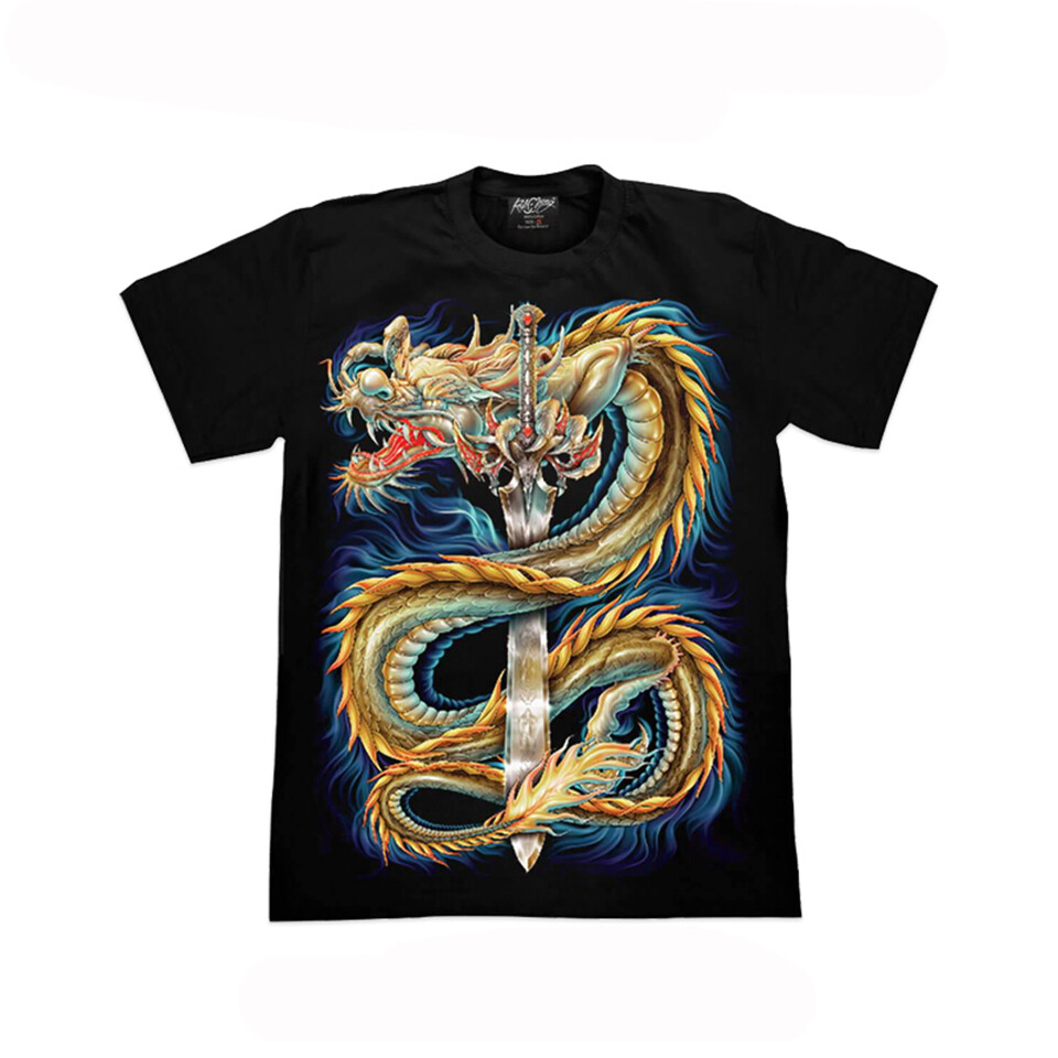 Sword Dragon Graphic Tees Glow In The Dark T Shirt Rock Chang Chinese New Year-image