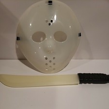 Youth Adult Halloween Mask and Sword Friday The 13th Hockey Mask Costume