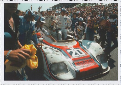 Grüße aus Le Mans Postkarte - van Lennep, Ickx - Porsche 1976.