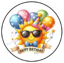 HAPPY BIRTHDAY SUNSHINE BALLOONS ENVELOPE SEALS LABELS STICKERS PARTY FAVORS