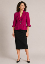 Classiques Entier Blazer Jacket Women XS Pink Silk Blend Sheer Sleeves Old Money