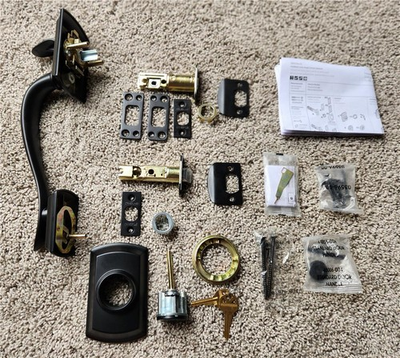 #ad Kwikset 800AVH 514 SMT 6AL STRKP LIP Avalon Handleset Matte Black PARTS READ $80.00