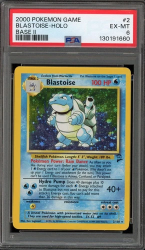 Pokemon Card Blastoise Holo 2/130 Base Set 2 ENG English EX-MT PSA 6 Vintage