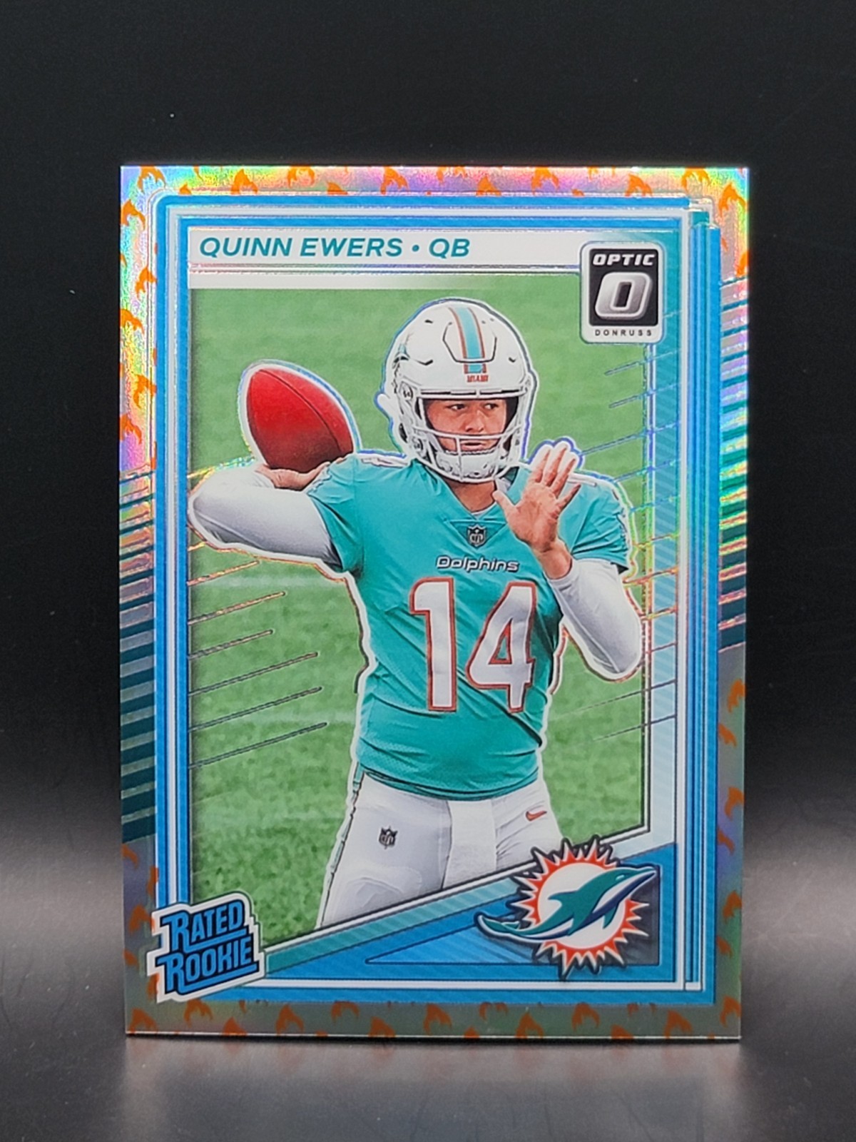 2025 Donruss Optic Quinn Ewers #213 RC Fire Emoji Prizm SSP Miami Dolphins NFL