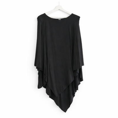 Vila Oversized Irregular Hem Top   Size S   Black Asymmetrical Tunic w Shoulder 