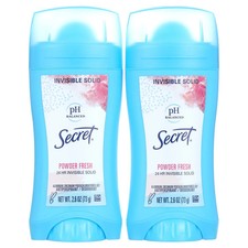 Secret Deodorant Stick for Women, Invisible Solid, Powder Fresh, 2.6oz 02 pk 