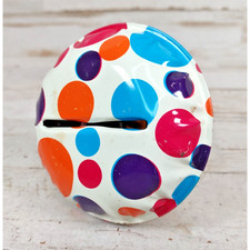 Vintage Tin Toy Polka Dot Bell Noise Maker Balloon Shape Birthday Party Colorful