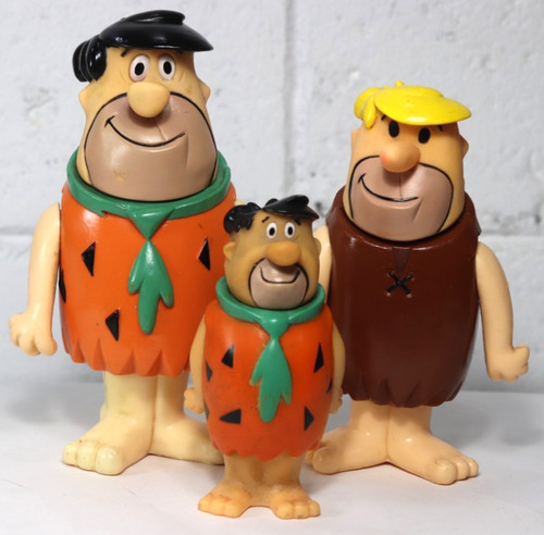Vintage 1980 Hanna Barbera Fred Flintstone Barney Rubble Figure Lot Hong Kong G9