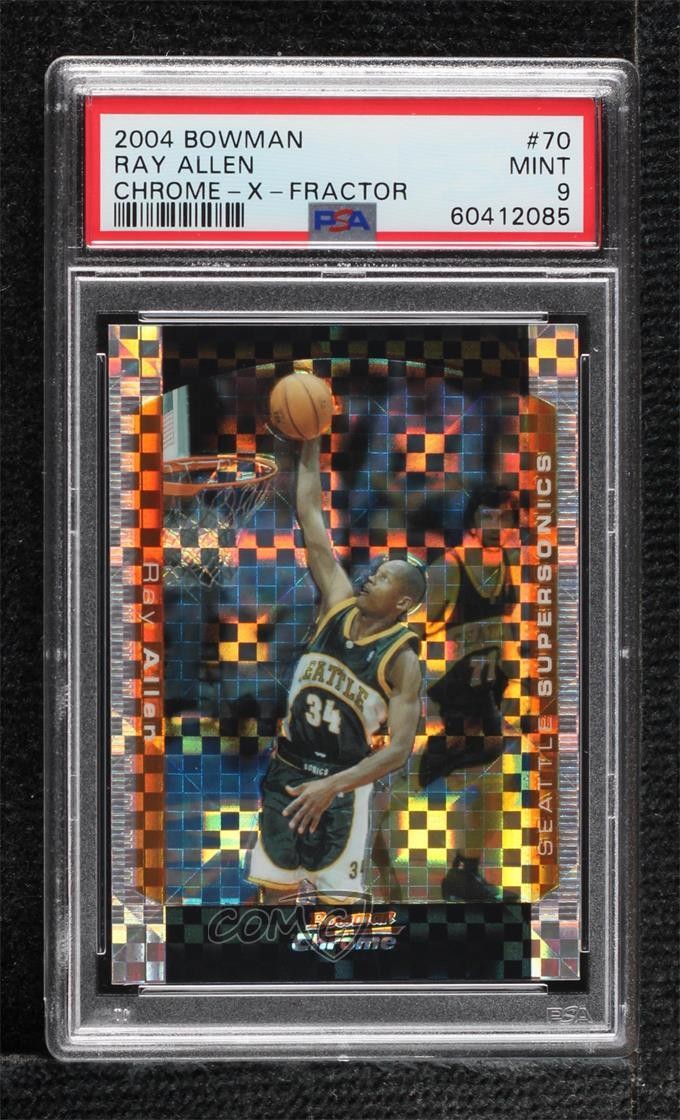 2004-05 Bowman Draft Chrome X-Fractor 96/150 Ray Allen #70 PSA 9 MINT HOF 0ja4