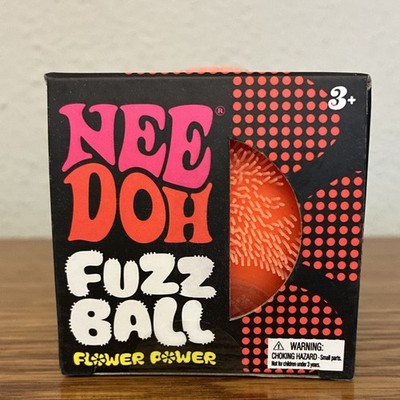 Schylling Nee Doh Fuzz Ball Flower Power Tactile Squeeze Toy, Orange